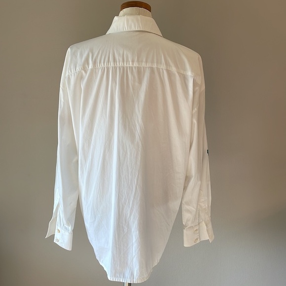 ESCADA by Margaretha Ley cotton white button up shirt embroidered butterflies M - Picture 11 of 16
